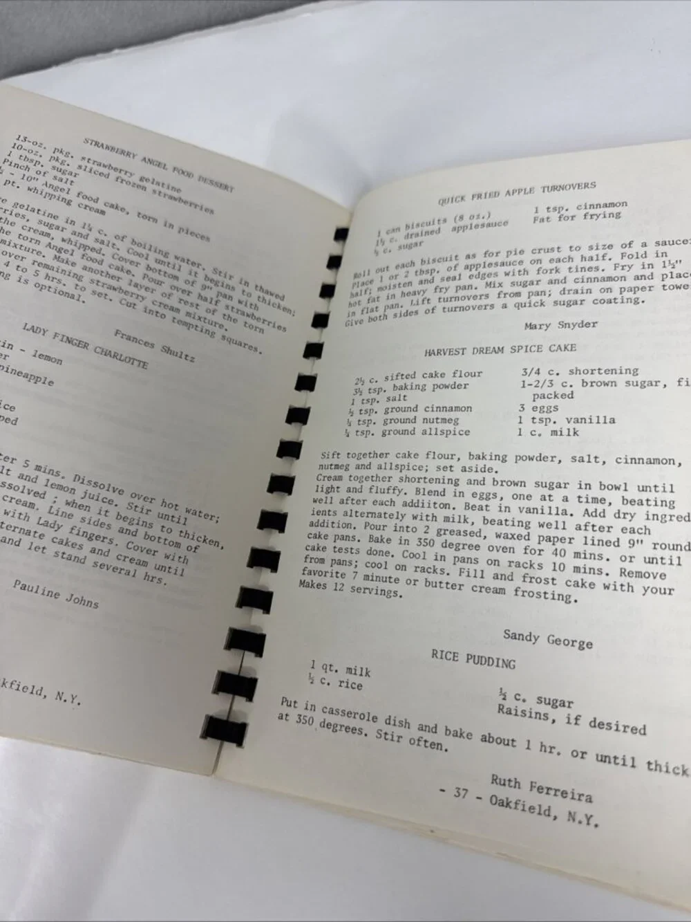 Vtg Look N Cook Oakfield New York Fire Dept Ladies Auxiliary Cookbook 50s/60s